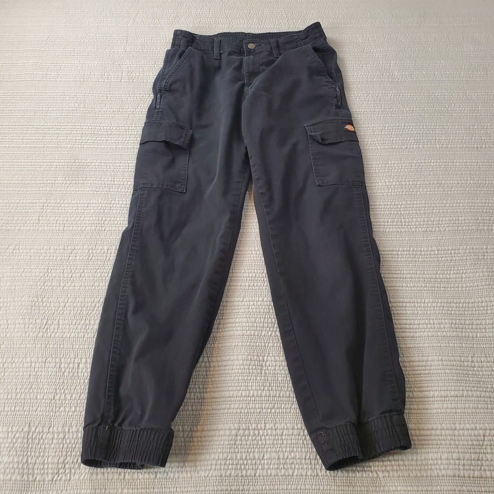 Dickies Cargo Jogger Pants Women 28 Black Elastic Waist Utility Streetwear